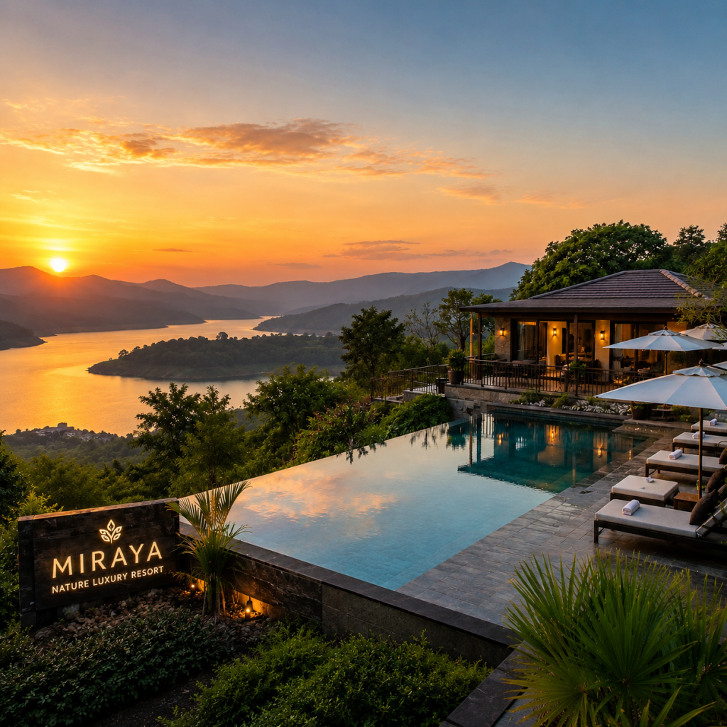 Luxury Resort in Mulshi | Best Weekend Getaway Near Pune | MIRAYA Luxury Resort in Mulshi with infinity pool and luxury cottages surrounded by Sahyadri hills at MIRAYA