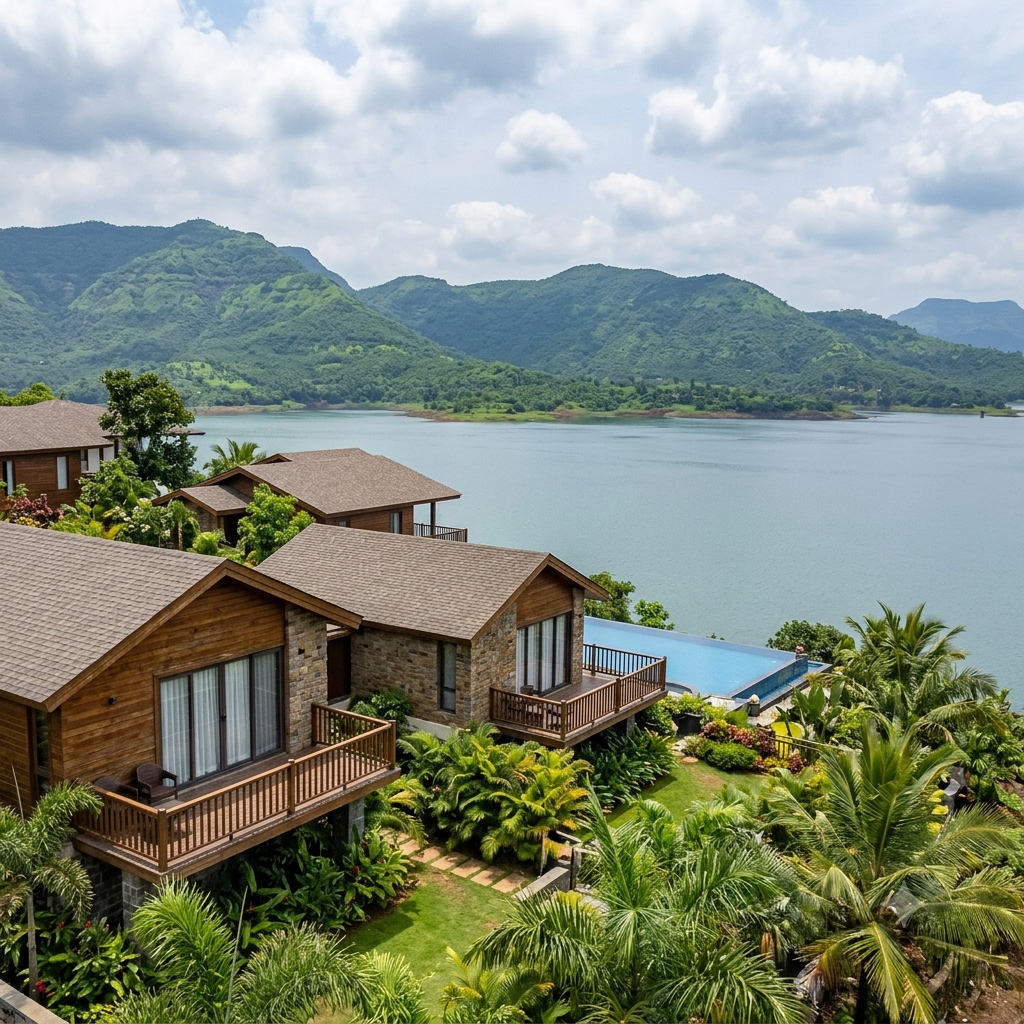 Luxury Resort in Mulshi | Best Weekend Getaway Near Pune | MIRAYA Luxury cottages at MIRAYA surrounded by lush greenery in Mulshi