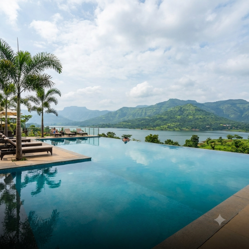 Luxury Resort in Mulshi | Best Weekend Getaway Near Pune | MIRAYA Infinity pool at MIRAYA luxury resort overlooking Sahyadri mountains